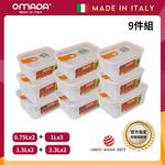 【義大利OMADA】主廚CHEF 單手易拉 PP保鮮盒0.75Lx2+1Lx3+1.5Lx2+2.3Lx2(嚴選九件組)任選色, , large