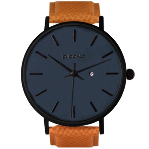 Siempre minimalist brown leather strap couple watch-Dark blue / SI-10901 Men