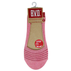 B.V.D簡約條紋休閒女襪套-5B248紅色