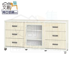 【文創集】樂蒂 環保6尺南亞塑鋼推門六抽餐櫃/收納櫃(客約商品)