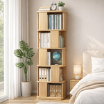 【AOTTO】簡約實木旋轉五層置物書架(WD-019), , large