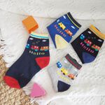 [Kaimei Cotton Industry] 8 pairs set, random and excellent, MIT made in Taiwan, antibacterial and deodorant pure cotton children's socks, train pattern four colors, 18-22cm Kaimei Cotton Industry, , large