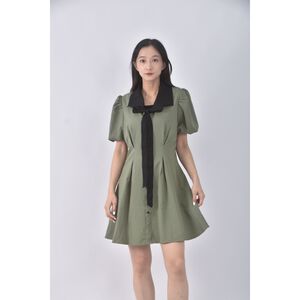 (S) 質感格紋綠色洋裝二手衣