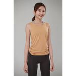 YOGA FLOW Chakra Flow(B) - 交叉綁帶圓領罩衫 - 赭石黃 Mineral Yellow, , large