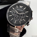 [星晴錶業]ARMANI手錶,46mm,AR00075黑色錶面銀錶殼銀色精鋼錶帶款, , large