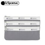 |快速出貨|Lesportsac 3-zip Cosmetic 三層拉鍊化妝包 -滾邊寧靜灰, , large
