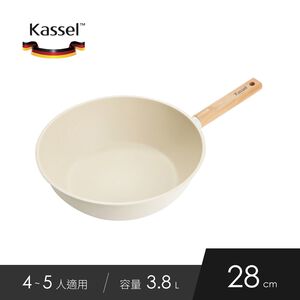 韓國Kassel 珍珠陶瓷深型超輕不沾炒鍋-28cm(瓦斯爐、電磁爐適用款)