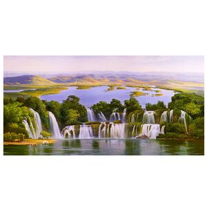 【御畫房】天瀑 國家一級畫師手繪油畫60×120cm(VF-118)