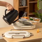 【A&R】日式304不鏽鋼五格微波便當盒附贈湯碗+餐具 1500ML 奶油白, , large
