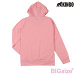 KINGO-大尺碼-女款-連帽彈性棉外套-丈青/淺粉-K44502, , large
