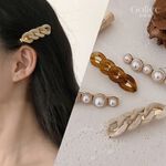 【Gulicc】古莉可 髮夾 復古鍊條氣質珍珠瀏海夾組(2入), , large