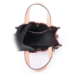 COACH Dempsey Tote 22 緹花拼皮革二用托特包/酒紅色/裸色, , large