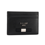 BALLY Bhar 再生牛皮黑白條紋卡片夾/黑色, , large