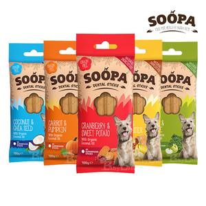 【倆寶貝精品館】Soopa舒趴 生機狗點心潔牙棒系列(多種口味)100gｘ2入