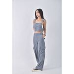 (S) 【安于晴Charlene私服】cider高腰質感吊帶兩件式藍色長褲二手衣, , large