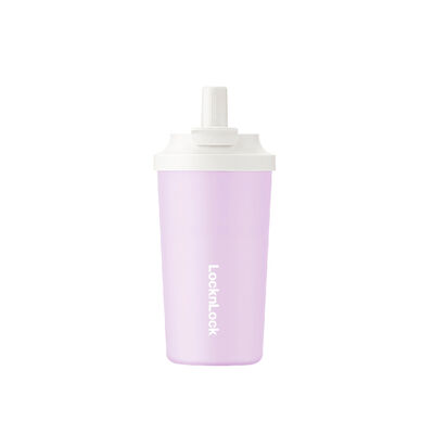 樂扣綿綿奶蓋不鏽鋼吸管隨行杯500ml-芋頭奶蓋紫