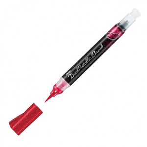 【 Pentel 飛龍 】蝴蝶毛筆  /支 XGFH    -  粉紅＋金屬粉紅