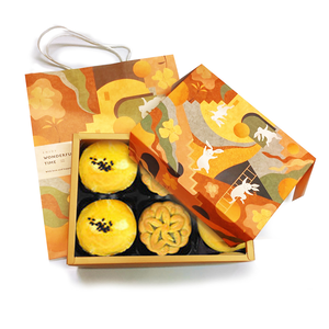 [USC]Mid-Autumn Ming Xin Autumn Colors and Moonlight 6-piece gift box and bag set (mung bean cake + egg yolk cake - black bean paste + Cantonese style small moon cake)
