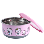 Hello Kitty304不鏽鋼圓形保鮮餐碗-大-粉紅色-3入, , large