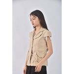 (S) 質感棉質背心杏色外套二手衣, , large