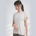 YOGA FLOW Open Back Tshirt - 短袖優雅垂墜後背V領罩衫 - 蕎麥, , large
