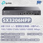 TP-LINK 昌運監視器 SX3206HPP 6埠管理型交換器100/1000/2500/5000/10000 Mbp, , large