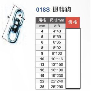 WIN五金 018S 4MM-10MM 多種尺寸 白鐵迴轉鉤 雙圓迴轉鉤 轉向鉤 垂直萬向鉤 垂直迴轉鉤 不鏽鋼