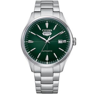CITIZEN 星辰 C7 經典復刻日曆機械錶-銀x綠 NH8391-51X