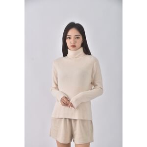 (M) i hour質感高領杏色長袖上衣二手衣