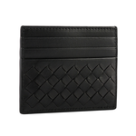 BOTTEGA VENETA Intrecciato 小羊皮編織拉鍊卡包/零錢包/黑色, , large