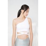 YOGA FLOW Skylar Bra - 單肩交叉鏤空短版上衣 - 雪花白 White, , large