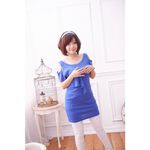 多巴胺藍露肩針織長版上衣 Q1028-N, , large