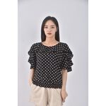(S) etaris stago點點黑色短袖上衣二手衣, , large