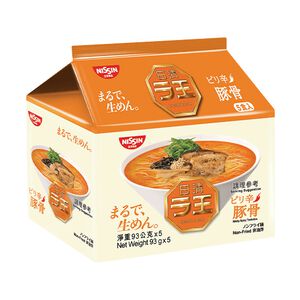 日清 拉王辣豚骨味非油炸速食麵 93g x 5