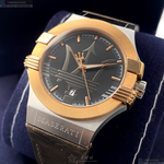 [星晴錶業]MASERATI手錶,42mm,R8851108014古銅色錶面金銀錶殼咖啡色真皮皮革錶帶款, , large
