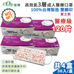 【宏瑋】台灣製 MD+MIT 雙鋼印 高效能三層不織布 醫療級 醫用成人口罩 120入(愛之箭), , large