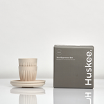 【Huskee】Reusable Coffee Cup & Saucer : Huskee Original 3oz/ 90ml, Natural, 2 sets, , large