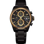 elegantsis Fashion 領先風範三眼計時腕錶-黑x金/45mm ELJT42R-6B04MA, , large