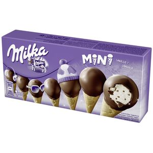 Milka迷你脆皮巧克力香草甜筒 (每盒8隻)