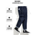 大尺碼-天絲棉涼感 彈性 牛仔褲-黑/深藍-0203030, 32深藍, large