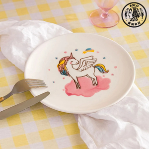 【SOLO歐洲家居】LCW Home 土耳其製 21cm 可愛獨角獸圓盤 餐盤 蛋糕盤 甜點盤 點心盤