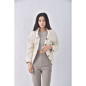 (S) mila owen質感棉質純棉燈心絨杏色外套二手衣