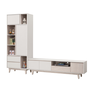 【唯熙傢俱】紀薇橡木雙色8.7尺L型電視櫃