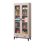 【唯熙傢俱】凱熙橡木白2.7尺玻璃書櫃, , large