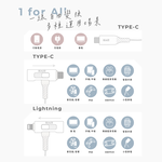 【台陞科技】REAICE台灣製T型極上多合一超軟充電線 Type-C to Type-C/Lightning 1.5m MC-CCL15M, , large
