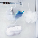 【O-Life】旋轉掛勾瀝水收納盒 3入組-藍色款, , large