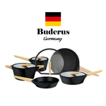 Buderus Diamond Coating Standable Pot Series 18cm Single-Handle Saucepan (with Lid) - Light Wood Grain, Non-Stick, IH Stove Compatible, Suitable for All Stovetops, , large