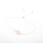 【Angel & Me】Oval Rose quartz crystal pink simple bracelet Valentine Day, , large