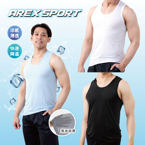 【AREX SPORT】AS-7458 男款加大碼 無袖背心 運動背心 涼感背心 高彈 吸排親膚  機能纖維 L-4L