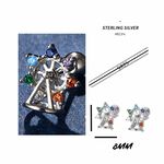 韓風s925純銀旋轉白金摩天輪款轉珠耳環-附馬卡收納盒 , , large